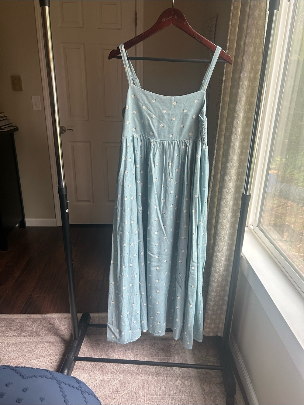Carly Jean Los Angeles Light Blue Floral Linen Dress Maxi Dress